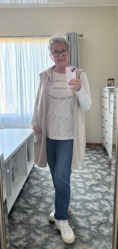 Customer photo review of Ollie Side Button Vest - Oatmeal