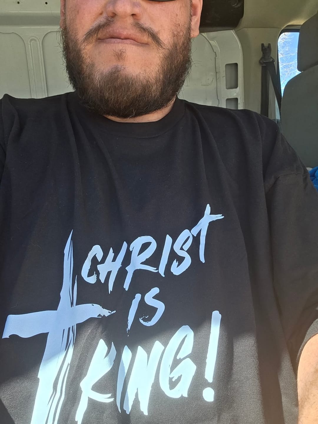 Customer photo review of Christ Is King T-Shirt