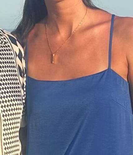 Customer photo review of Lala Gold Bar Necklace
