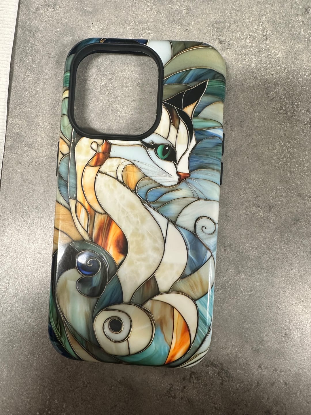Customer photo review of Cat Abstract Stained Glass Design iPhone Case