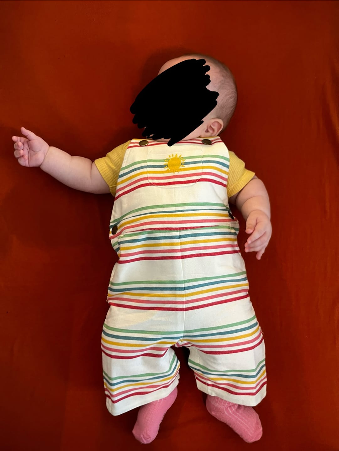 Customer photo review of Sunshine Striped Shortie Dungarees