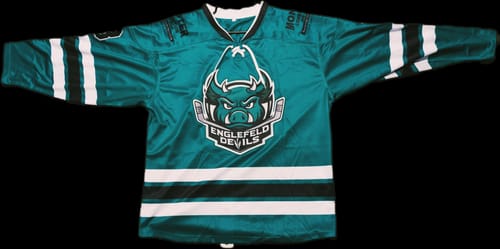 Customer photo review of Custom White Kelly Green Black Personalized Classic Lace-Up Neck Hockey Jersey