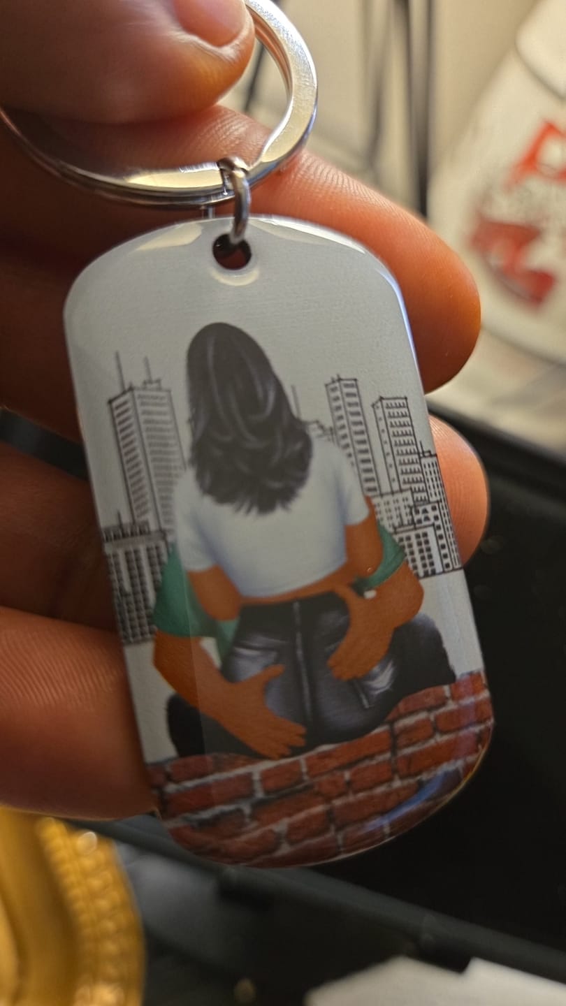 Customer photo review of Drive Safe - Personalized Engraved Stainless Steel Keychain