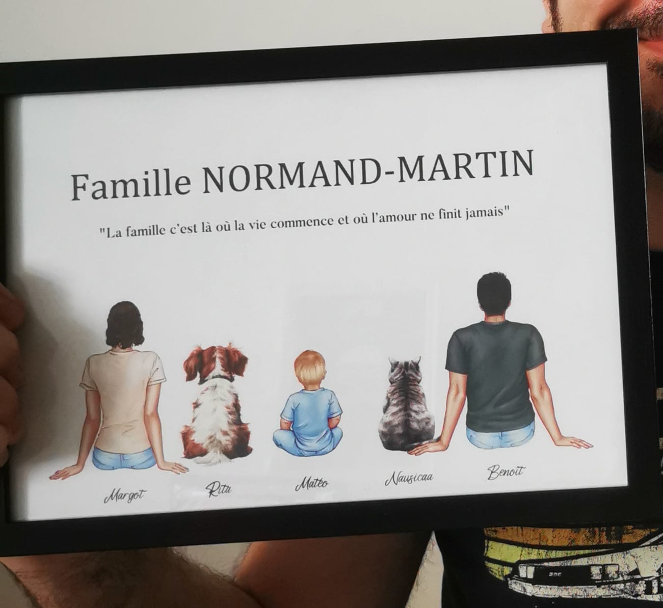 Customer photo review of Affiche portrait de famille personnalisable avec personnages