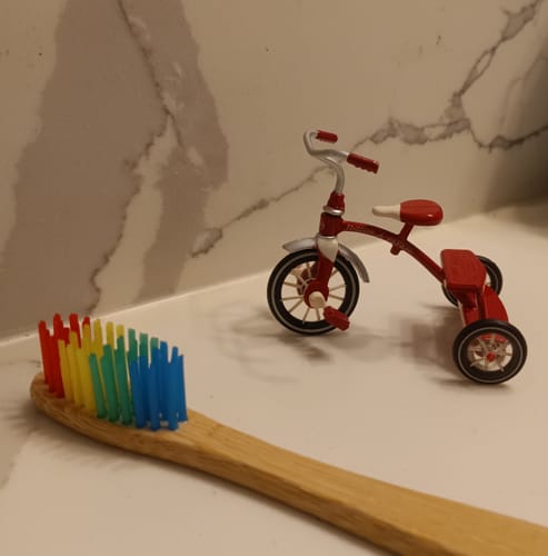Customer photo review of World's Smallest Radio Flyer Classic Red Dual Deck Tricycle