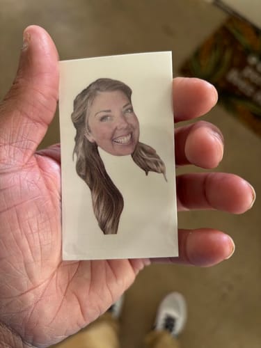 Customer photo review of Custom Photo Face Temporary Tattoo