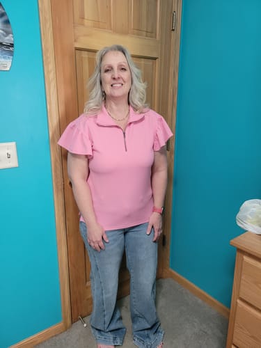 Customer photo review of Follow My Lead Quarter Zip Top