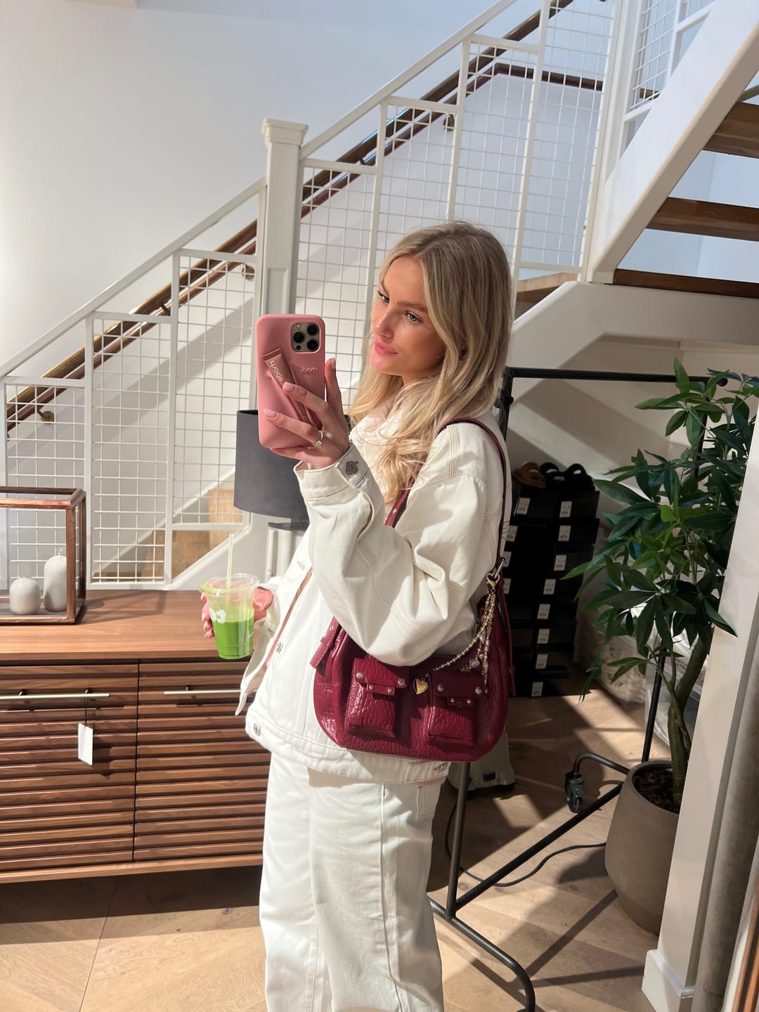 Customer photo review of LOGO STITCH DENIM JACKET OFF WHITE