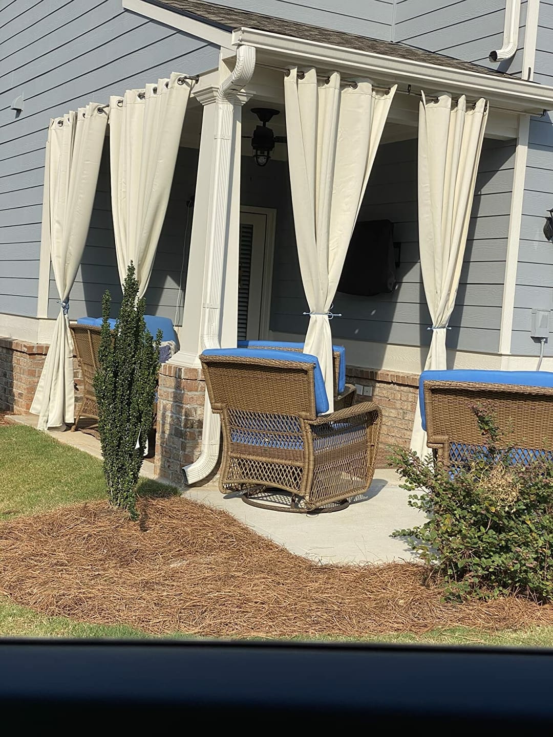 Customer photo review of Noah Linen Look Lightweight Waterproof Custom Outdoor Curtain