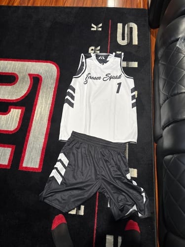 Customer photo review of Custom Red White Double Side Sets Design Sportswear Basketball Jersey