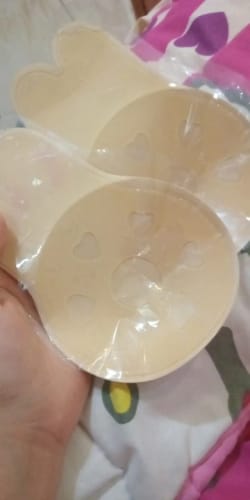 Customer photo review of Women Push Up Bras Self Adhesive Silicone Strapless Invisible Bra Reusable Sticky Breast Lift Tape Rabbit Nipple Cover Bra Pads