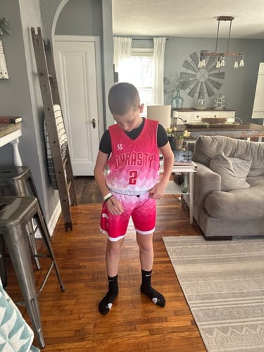Customer photo review of Custom Red White Double Side Sets Design Sportswear Basketball Jersey