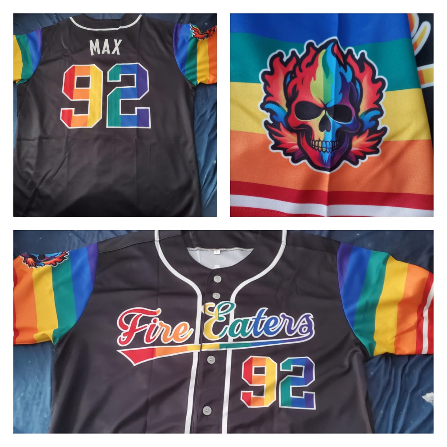Customer photo review of Custom Black LGBT Rainbow For Pride Month Raglan Sleeves Authentic Baseball Jersey