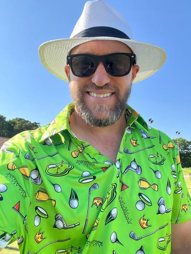 Customer photo review of Men's Stadium Champion V Neck Golf Polo Shirts