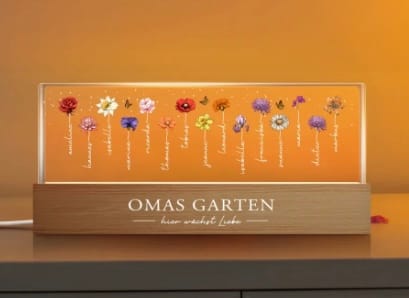 Customer photo review of Omas Garten - Personaliserter LED Aufsteller mit Blumen und Namen