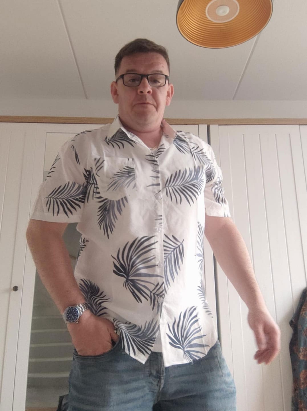 Customer photo review of Herren Hawaii Weiß Blumenmuster Kurzarmhemd