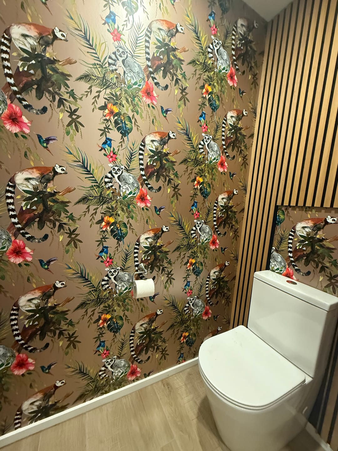 Customer photo review of Lemur Wallpaper - Rose Gold