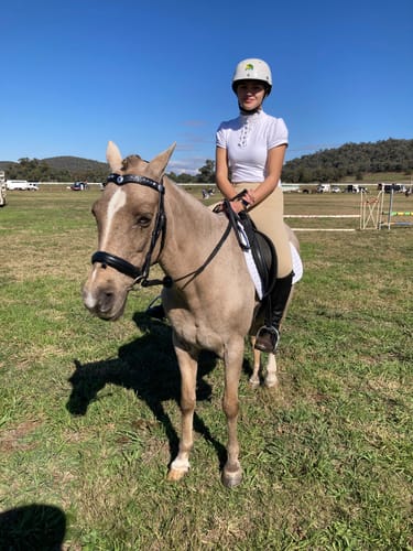 Customer photo review of Polly Ruffle Ladies White Show Shirt