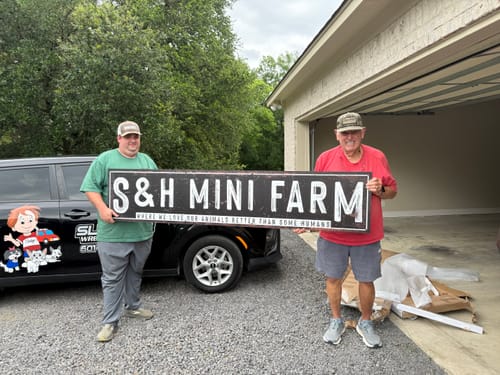 Customer photo review of Large Outdoor Metal Barn Signs and Business Signs