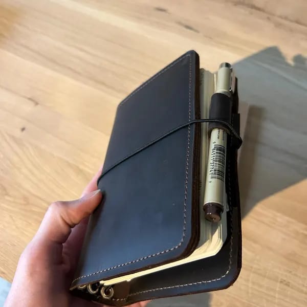 Customer photo review of Leather Journal Cover Refillable With Elastic Band