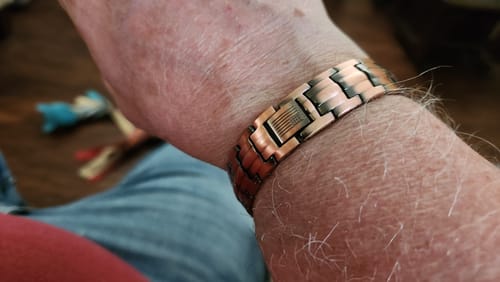 Customer photo review of Vitalis Copper Magnetic Bracelet : Helps Pair Veterans With A Service Dog Or Shelter Dog