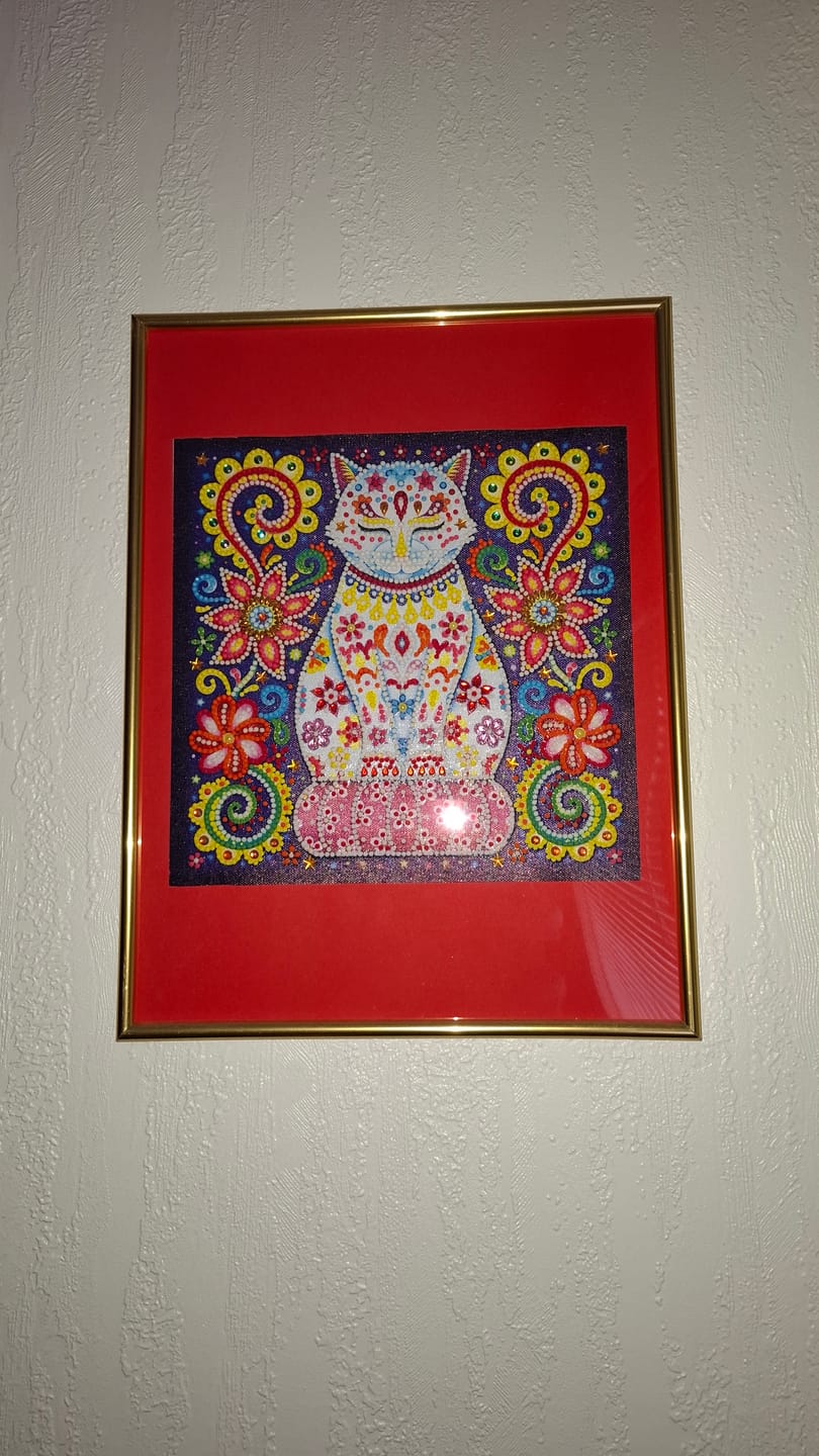 Customer photo review of Cat 30x30cm - Pimeässä hohtava timanttimaalaus
