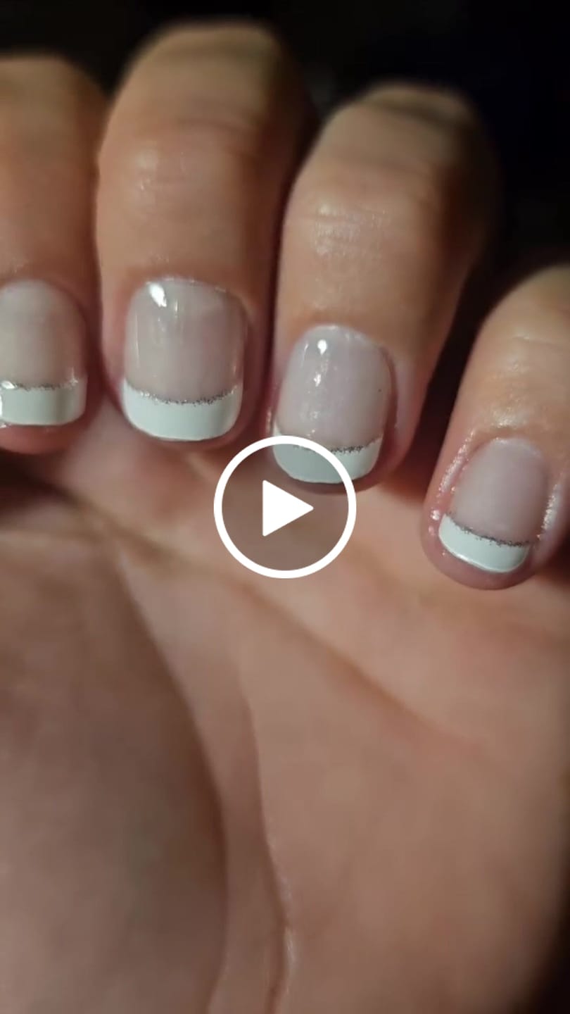 Customer video review of White French Tip Glitter DIY Semicured Gel Nail Sticker Kit