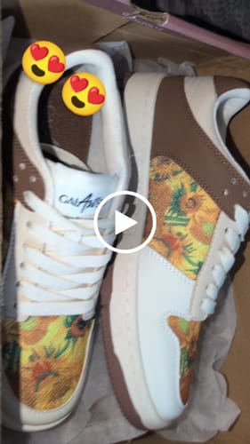 Customer video review of Van Gogh Sunflowers inspired sneakers
