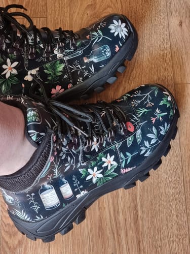 Customer photo review of Apothecary Haven Outdoor Boots - Water Resistant Vegan Leather Trekking Shoes with Durable Soles
