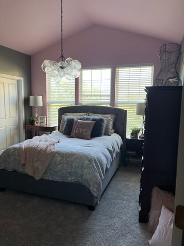 Customer photo review of Brass Cluster Ribbed Glass Globe Bubble Chandelier