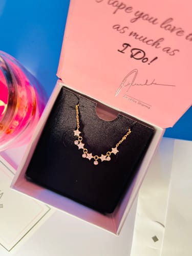 Customer photo review of Golden Floral Serenade Necklace