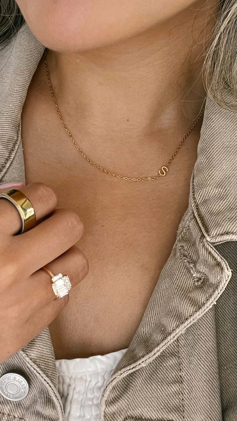 Customer photo review of Personalized Sideway Initial Necklace 18K Best Seller