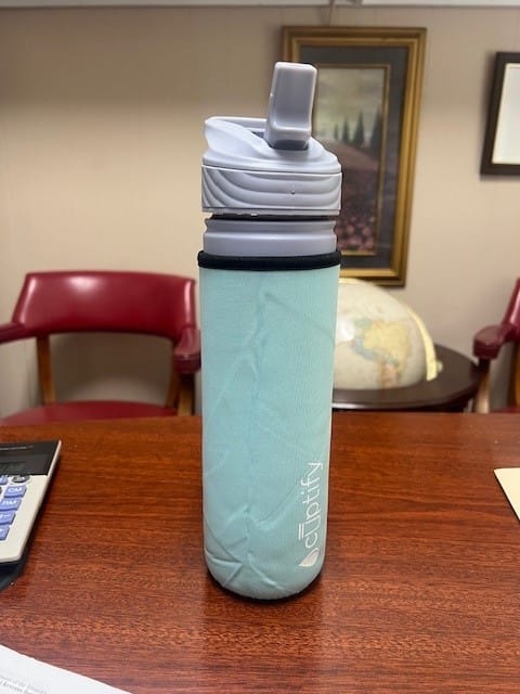 Customer photo review of Lite Blue Neoprene Insulated Sleeve for 32oz Tritan Water Bottles