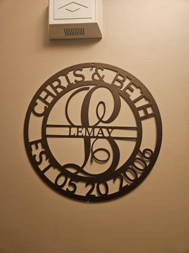 Customer photo review of Elaborate Name - Steel Sign