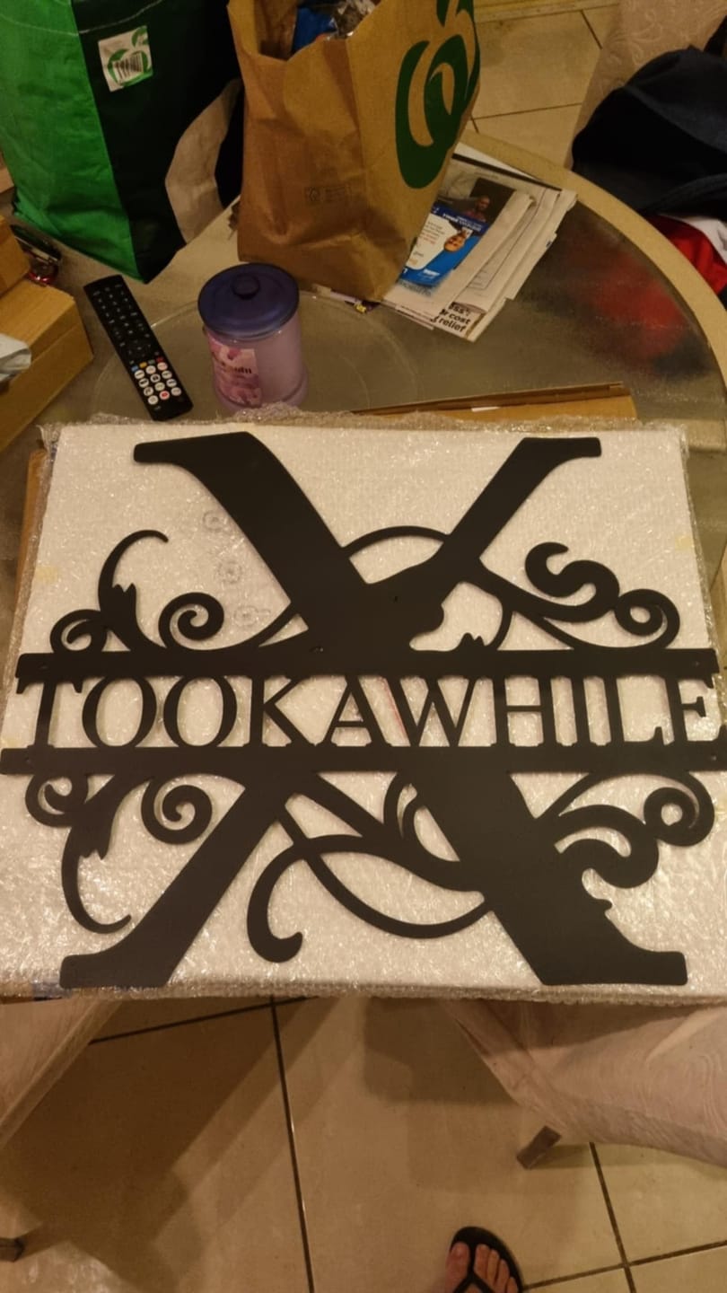 Customer photo review of Personalized Name Metal Art