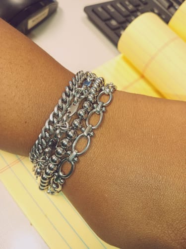 Customer photo review of Chrisette Stainless Steel Bracelet Stack
