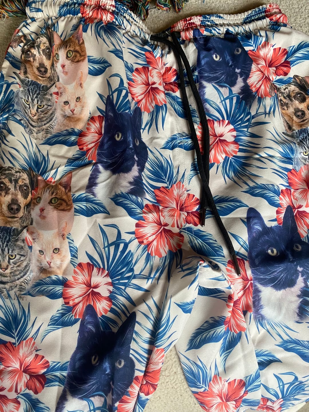 Customer photo review of Custom Hawaiian Short With Dog Face | Personalized Gift For Puppy Lovers | Flower Pattern White Color Aloha Short