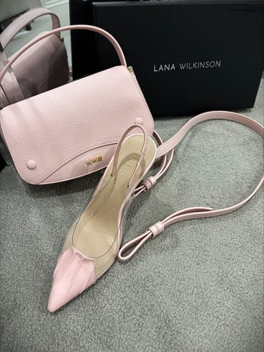 Customer photo review of Romy Pump Vinylite & Blush Pink Patent Leather