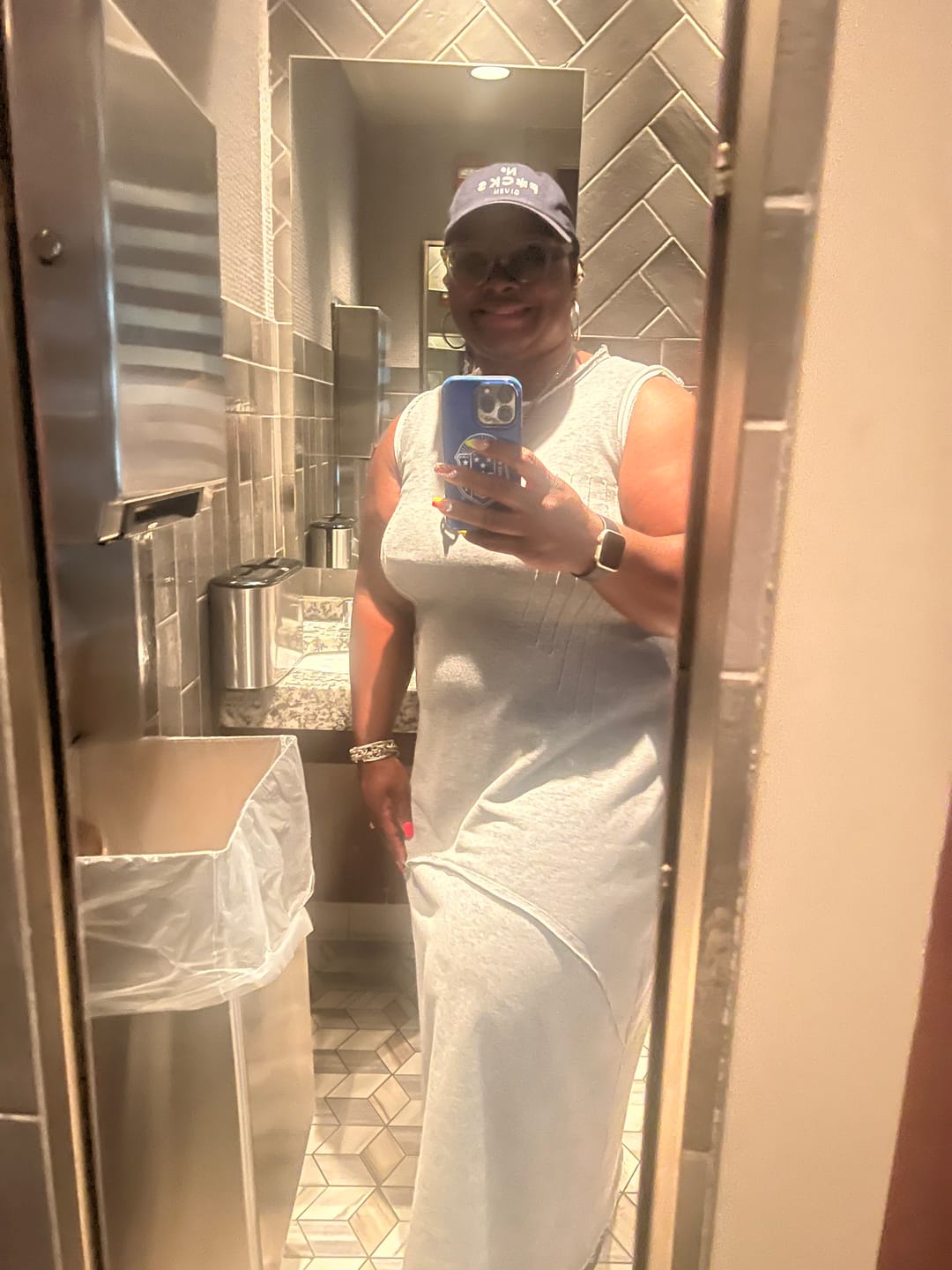 Customer photo review of Relaxed-Fit Grey Maxi Dress