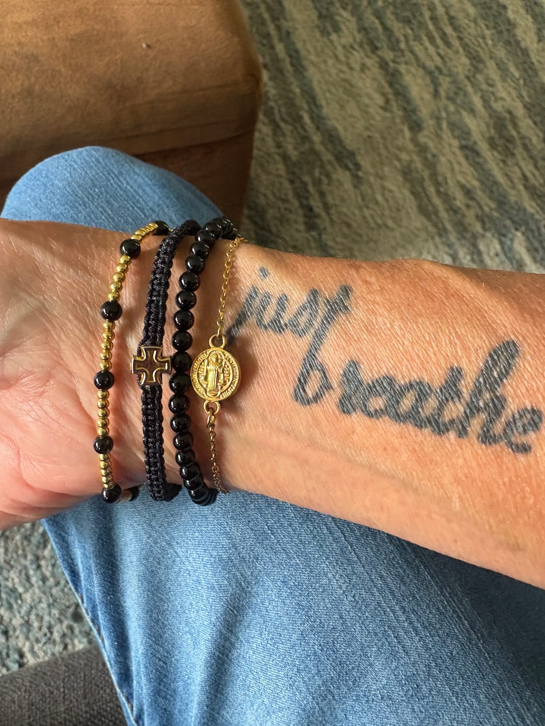 Customer photo review of Be Still Prayer Bracelet - Black Agate