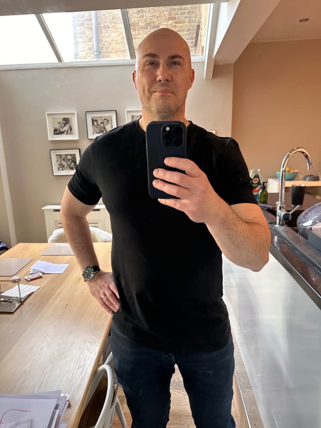 Customer photo review of Organic Tall Slim T-shirt (Black)