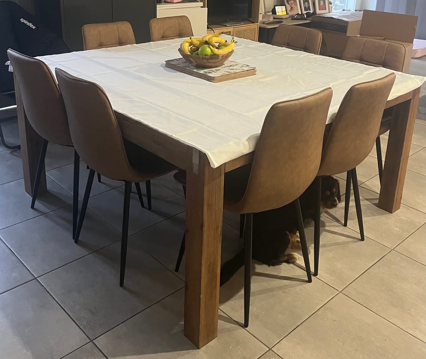 Customer photo review of Levede 4x Dining Chairs Kitchen Chair Brown Faux Leather