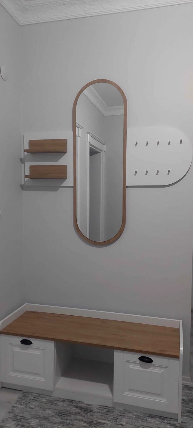 Customer photo review of Rani EE101 Aynalı Vestiyer Modern Portmanto Duvar Askısı Ayakkabılık Renk: Beyaz - S. Ceviz