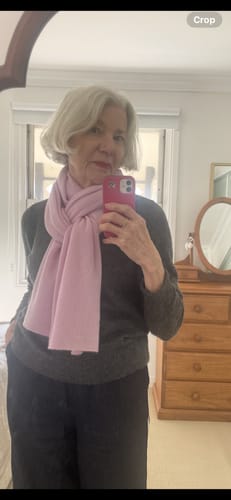 Customer photo review of Brand New Scottish Mauve Pink Gauzy Cashmere Wrap