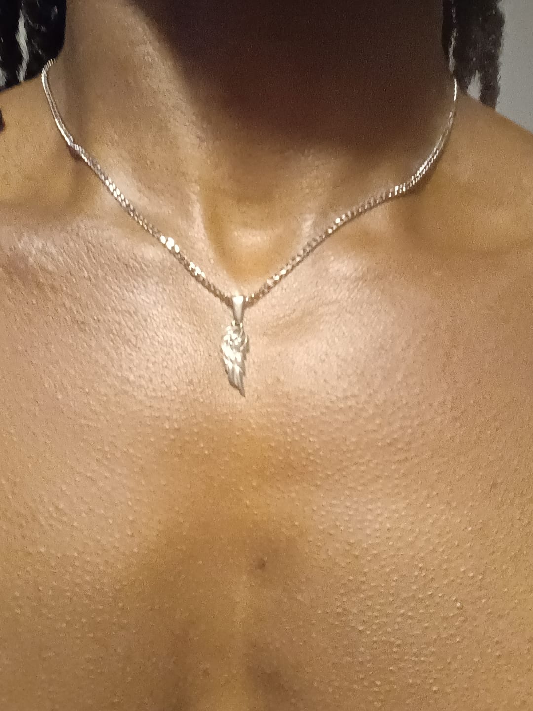 Customer photo review of Angel Wing Necklace - Silver