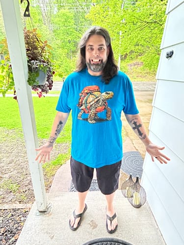 Customer photo review of Turtle Backpacker T-Shirt