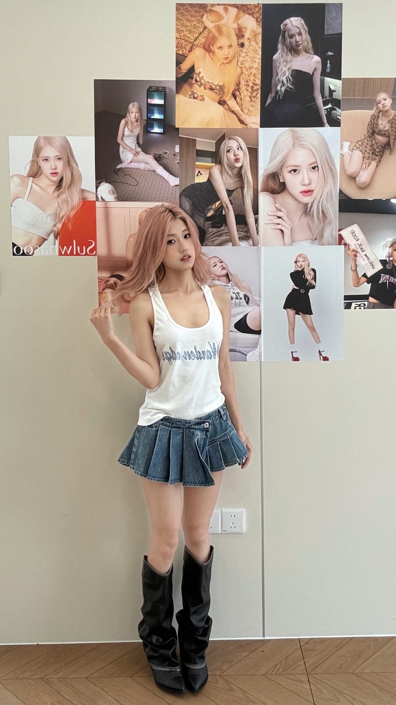 Customer photo review of WARDEN EDGE Pleated Ultra Mini Denim Skirt