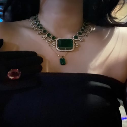 Customer photo review of Dazzling Emerald Necklace