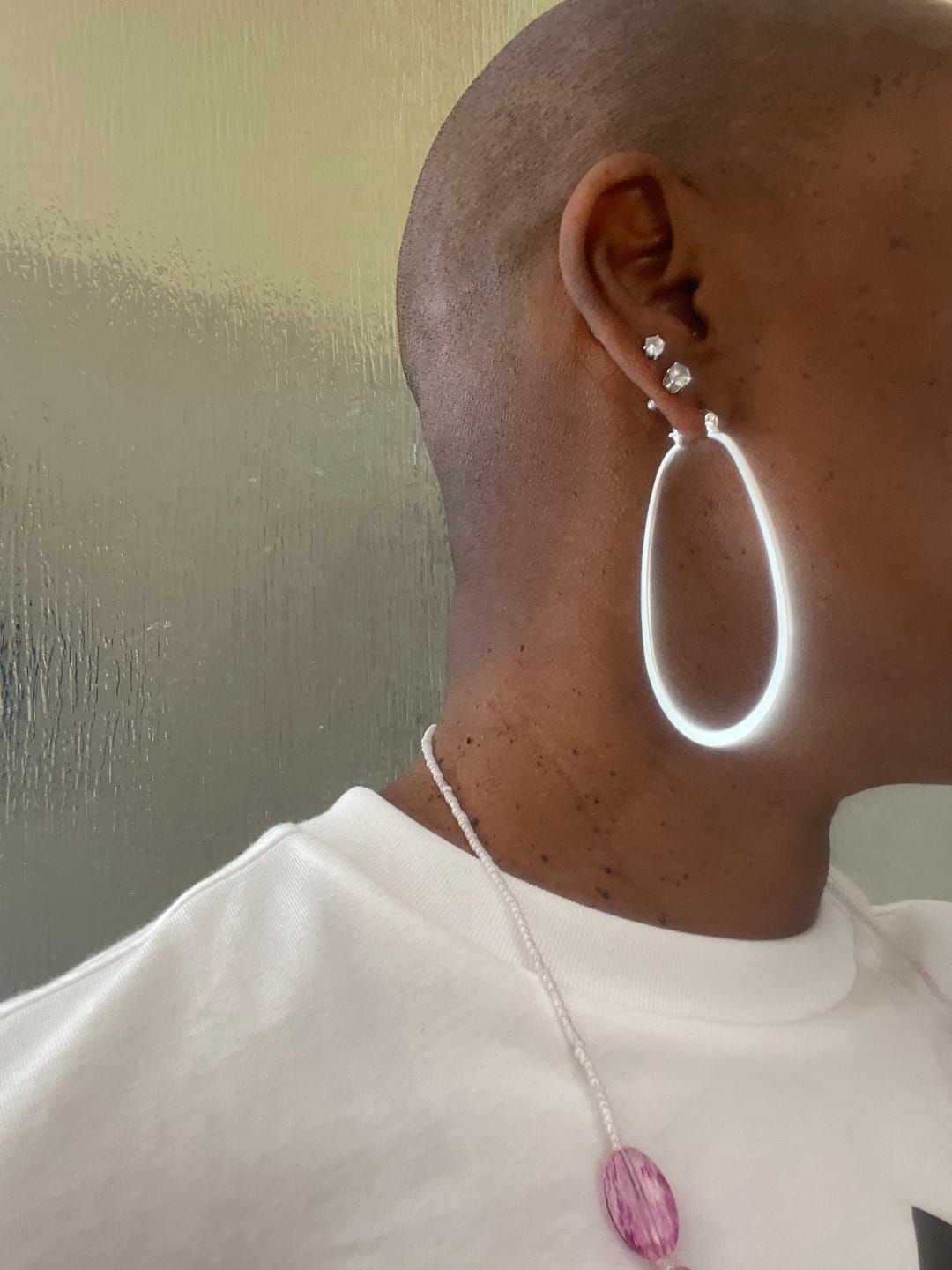 Customer photo review of Viola Oval Hoop Earrings