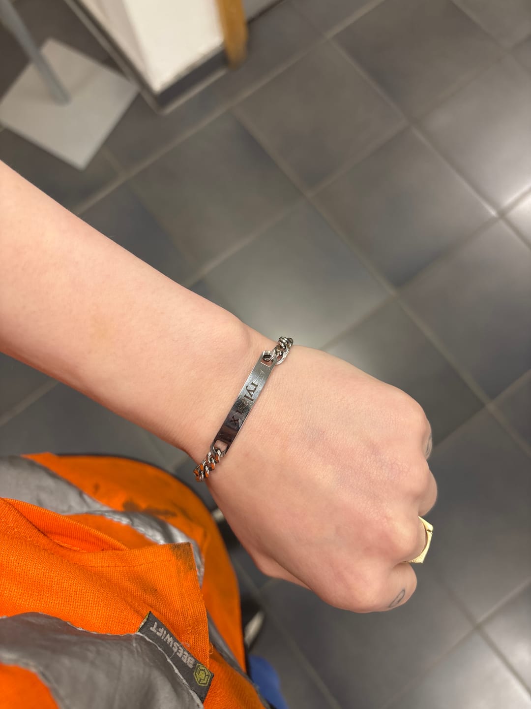 Customer photo review of Dainty Engraved Bracelet